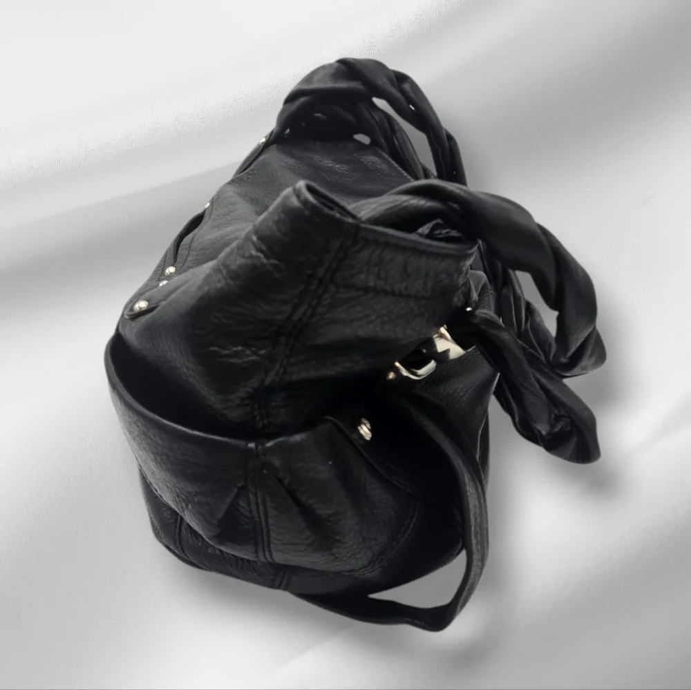 Vintage B Makowsky Black Hobo Leather Bag Slouch Purse
